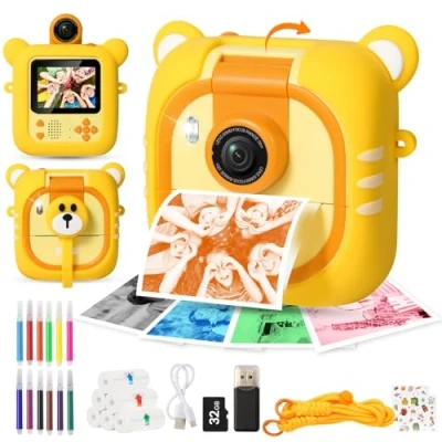 Bild av Barnkamera Instant Print med 7 tryckpapper (4 färg/3 svartvitt) 2,4 skärm Camera för barn 3 12 år, 1080P, 180 Flip Lens, 32GB TF kort Julklapp pojkar och flickor,M2