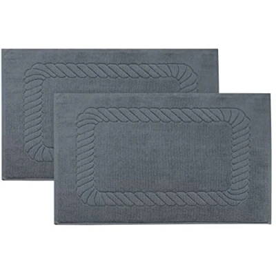 Bild av ZOLLNER Uppsättning av 2 badmattor mjuka och absorberande duschmattor tvättbar upp till 95 C bomull 50 x 70 cm i grå