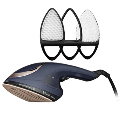 Bild av Russell Hobbs 2 i 1 är ett strykjärn och steamer ett, keramisk sula med temperatur, 7 minuter ångtid, 60 sek uppvärmingstid, 150ml vattentank, 3m lång sladd, 1700W, SteamGenie 28370 56