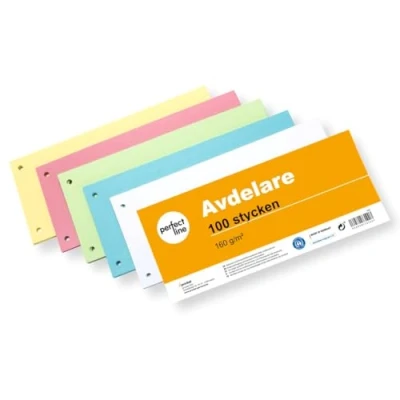 Bild av perfect line 100 avdelare för A4 mappar tillverkade av återvunnen kartong, färgade mappar, ringpärmar, made in Germany, 5 färger, perforerade
