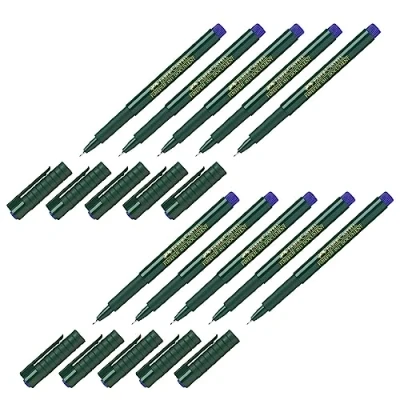Bild av Faber Castell Finepen 1511 205063 Fibre Tip Pen, 0,4 mm, Blå, Paket med 10