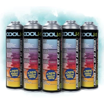 Bild av COOL5 5in1 5 x A/C reparationssats, AC, R1234yf köldmedieersättning, för laddning av luftkonditionering bilar efter 2016 BOX + APC 500ml
