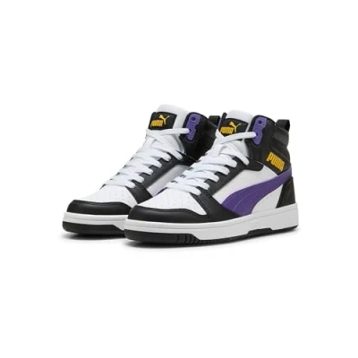 Bild av Puma Rebound V6 MID JR sneakers, White Team Violet Black, 5.5 UK, svart, 38.5 EU