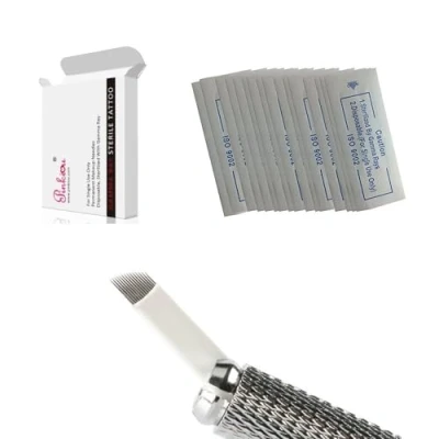 Bild av Pinkiou 12 stift ögonbryn tatuering nålar Microblading för pennor (50 pack)