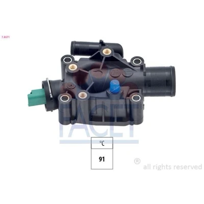 Bild av FACET 7.8671 Thermostat d&#039;eau 91 Made in Italy OE Equivalent avec joint d&#039;étanchéite PEUGEOT: 207 3/5 portes, 308 I 206 portes