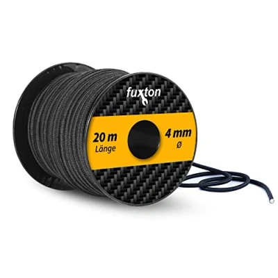 Bild av Fuxton Gummirep 4 mm, 20 m svart, elastisk (expanderrep, gummisnöre, gummilina, presenningsrep, spännrep, reppresenning)