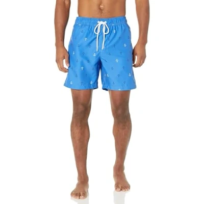 Bild av Amazon Essentials Men&#039;s Snabbtorkande badtröja 18 cm (7 tum), Blå Ankartryck, XL