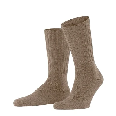 Bild av FALKE Nelson herrstrumpor andningsbara klimatreglerande luktneutraliserande ull utan elastisk förstärkt slitstark tjock varm extra mjuk ribbad enkel perfekt för vardaglig affärslook 1 par, Brun