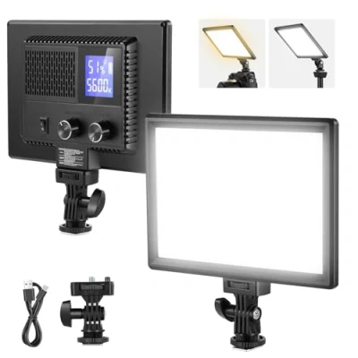 Bild av NEEWER 9 tum LED videolampa panel, mjuk/dimbar belysning för DSLR, uppladdningsbart batteri 4 000mAh, USB C portar, 3200K 5600K CRI95+ 600Lux livestreaming video fotografering, NL 116AI