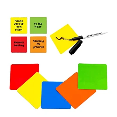 Bild av Whiteboard Med Magnetiska Kort och markör 25 bitar Blandat 5 färger 7,5 x cm Återskrivbar Post it lappar för Magnettavla Kylskåp