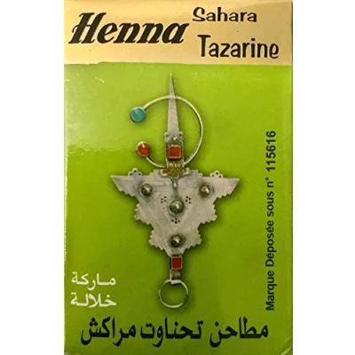 Bild av HENNE Naturlig 100 % Ren Lawsonia Inermis Hårfärg HENNA SAHARA TAZARINE Grön låda