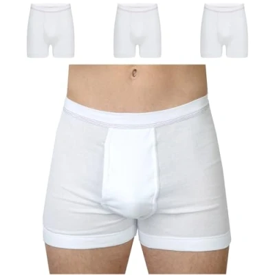 Bild av SES Herr kalsonger trosor 3 pack finribbad med gylf och mjukt midjeband av 100 % bomull, Vit, M