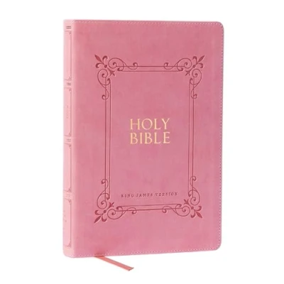 Bild av KJV Holy Bible: Large Print with 53,000 Center Column Cross References, Pink Leathersoft, Red Letter, Comfort (Thumb Indexed): King James ...