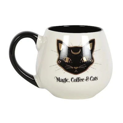 Bild av Något annorlunda grossist magi och katter halloweenmugg gotiska häxor brygd keramisk kopp för vuxna söt svart vit katt kaffekopp ovanlig kattmugg
