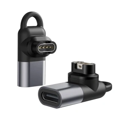 Bild av MoKo 2PACK Type C Adapter, 90 Degree SmartWatch Charging Adapter USB to Connector Compatible with Garmin Fenix 7/6/7X/Instinct 2/Vivoactive 4/Forerunner 255/955, Gray