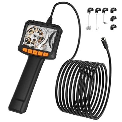 Bild av Endoskopkamera med ljus, pancellent 1920P inspektionsorm, HD färgdisplay borescope, vattentätt industriellt boroskop 8 justerbara LED lampor, 5 m halvstyv kabel avloppskamera