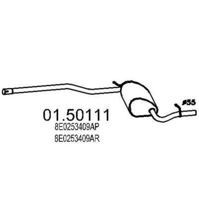 Bild av MTS 01.50111 Silencieux Intermédiaire 1560 AUDI: A4 B6 Avant, B7 Berline