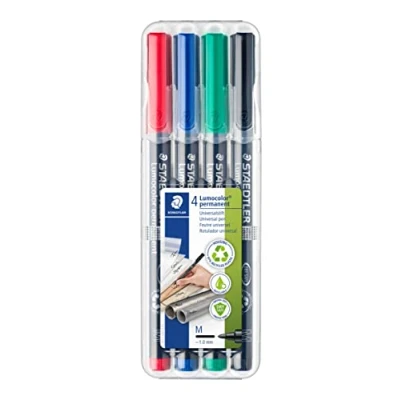 Bild av Staedtler 317 WP4 Feinschreiber Universalstift Lumocolor permanent, Box mit 4 Farben, farblich sortiert, 4er Etui, ST