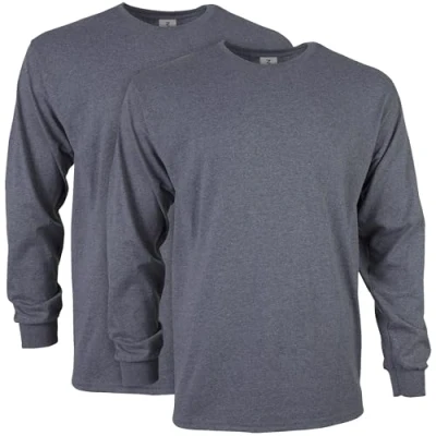 Bild av Gildan Herr Ultra Cotton Långärmad T shirt (förpackning med 2), Mörk ljung, S