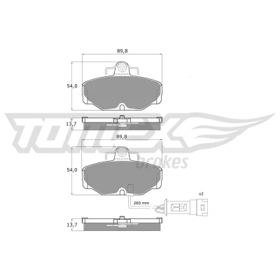 Bild av TOMEX brakes TX 10 671 Jeu de plaquettes frein Essieu arrière contact signal d&#039;usure inclus FORD: Sierra Mk1 3/5 portes, Mk2 portes
