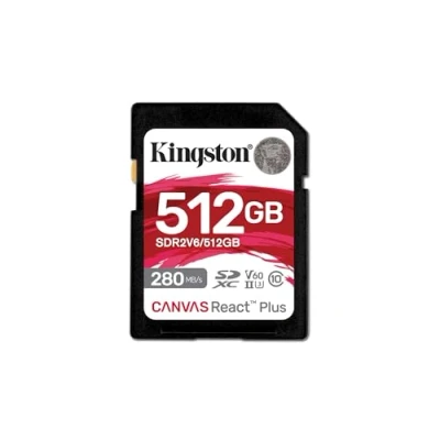 Bild av Kingston Canvas React Plus V60 SD 512 GB SDXC UHS II 280R/150 W U3 för Full HD/4K