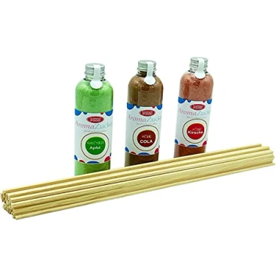 Bild av Socker för sockerwatt 3 x 230 gram sockerwattsmaskin inklusive 50 sockerwattsburk (sats 2 äpplen, cola, körsbär + stycken)