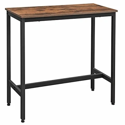 Bild av VASAGLE Barbord, köksbord, pub matbord, robust stålram, 40 x 100 90 cm, enkel montering, industriell design, rustik brun och svart LBT10X
