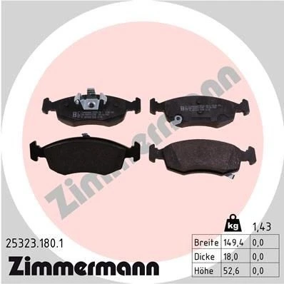 Bild av ZIMMERMANN 25323.180.1 Jeu de plaquettes frein avec indicateur d&#039;usure la photo correspond au contenu livraison FIAT: Panda III 3/5 portes