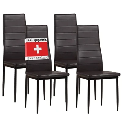 Bild av ALBATROS Matrumsstolar, uppsättning om 4, Milano, brun ädel italiensk design, konstläderöverdrag, bekväm stoppningsstol testad modern köksstol, stol matsal
