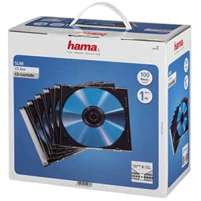Bild av Hama CD tomma fodral skyddsfodral (100 pack, smal linje, höjd: 5 mm) transparent svart