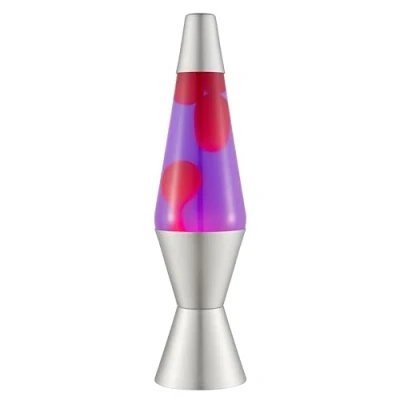 Bild av LAVA® Lava lampa 2121, rosa vax, lila vätska, silverfärgad bas och topp, original 14,5 tum märke rorelse