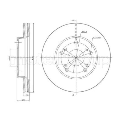 Bild av METELLI Bromsskiva HONDA: CIVIC 7 Hatchback 260,0mm 23,2mm 5 ventilerad 23 1635C Bromsskivor