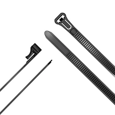 Bild av KabelDirekt återanvändbara kabelklämmor (7,4mm x 350 mm) (återanvändbara kabelklämmor, 100 delar, flexibel nylon, svart) TOP serien
