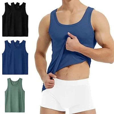 Bild av YouShow Undertröja för män, 3/5 pack, 100 % bomull, linne, finribbad, 3 x vit, 4XL