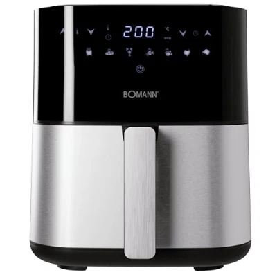 Bild av Bomann, kikaango cha 5L hewa moto, programu 8 za kiotomatiki zenye marekebisho ya mtu binafsi wakati na halijoto, skrini LED, 5L, FR6069HCB, Nyeusi/Chuma pua.