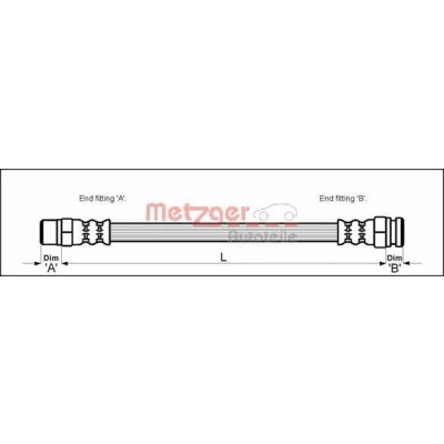Bild av METZGER 4112520 Flexible De Frein 374 F10 x 1 SEAT: Alhambra I, FORD: Galaxy Mk1 MPV, VOLKSWAGEN: Sharan I