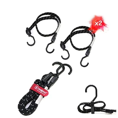 Bild av MAGMA 2 st platta elastiska bläckfiskar med 1 m reflekterande justerbar längd platt spännare för att inte skada lasten. Bungee elastiskt rep bagage bil, motorcykel, cykel, camping, markis,