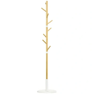Bild av HOMCOM Bambu fothängare Modern Hall Klädställ med 8 krokar för kläder Väskor Träd Klädställning Sovrum Ø37,8x175,6 cm Natural