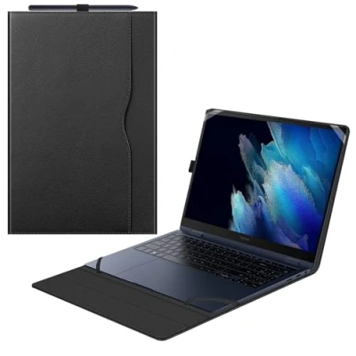 Bild av Fintie Fodral till 15,6 tum Samsung Galaxy Book2 Pro 360 NP950QED/Galaxy NP950XED/Galaxy Book NP950QDB/Galaxy NP950XDB premium PU läder portfölj bokfodral, svart