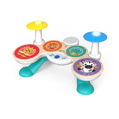 Bild av Baby Einstein, Together in Tune, Connected Magic Touch, trätrumma, musikinstrument, 4 spellägen och 10 melodier, volymkontroll, träleksaker för barn, från 12 månader