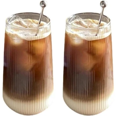 Bild av 500 ml 2 pack latte macchiato glas cappuccino kaffeglas teglas kristall isbägare för kalla eller varma drycker, cappuccino, latte, te, is, iste, iced americano, M