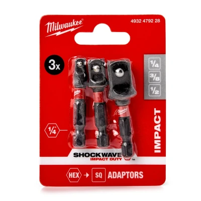 Bild av MILWAUKEE 4932479228 Coffret d&#039;embouts carrées adaptateurs 3 1/2, 1/4, 3/8 Acier d&#039;outil