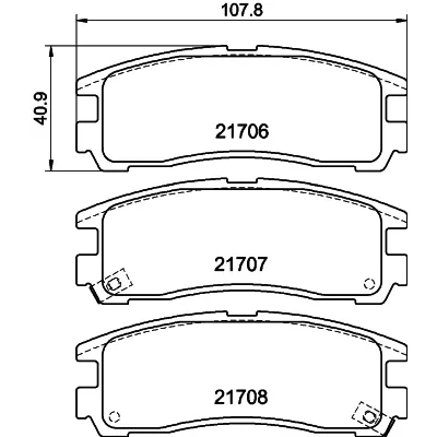 Bild av HELLA 8DB 355 016 591 Jeu de plaquettes frein avec indicateur d&#039;usure MITSUBISHI: Pajero Pinin, 3000GT Coupe, Space Wagon II