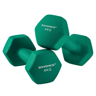 Bild av Songmics hantel, 2 x 4 kg neopren handvikter, vattentät, grön