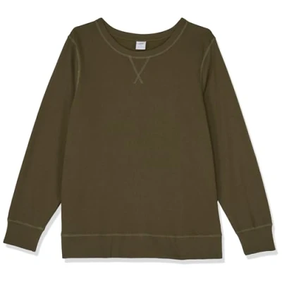 Bild av Amazon Essentials dam fransk frotté fleece rund hals sweatshirt (finns i plusstorlek), oliv, medium