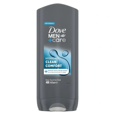 Bild av Dove Men+Care 3 i 1 duschgel ren komfort duschbad för kropp, ansikte och hår med 24 timmars vård effekt 6 x 400 ml