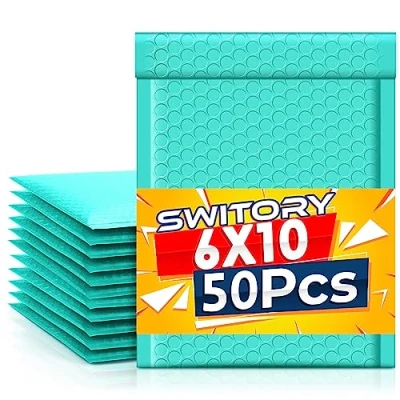 Bild av Switory 50 st vadderade kuvert A5 bubbelkuvert 15,3 cm x 22,9 cm, grön