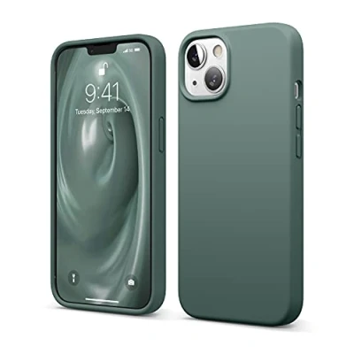 Bild av elago Flytande silikonfodral kompatibelt med iPhone 13 (6,1 tum), högkvalitativ silikon, komplett telefonskydd, 3 lager, stötsäkert mjukt mikrofiberfoder