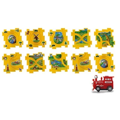 Bild av JAMARA 460303 pussel Dynamic Zoo järnvägsnät robust plast och med en knapptryckning kör tåget den byggda järnvägsvägen självständigt