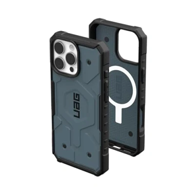 Bild av URBAN ARMOR GEAR Pathfinder MS fodral kompatibelt med Apple iPhone 16 Pro Max (Trådlös/magnetisk laddning kompatibel, fallskydd i militär kvalitet) blå (moln)